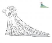 Coloriage elsa reine des neiges robe exotique disney