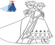 Coloriage anna et elsa en superbe robes reine de neiges