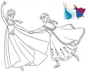 Coloriage elsa et anna patinent et ont du plaisir reine des neiges