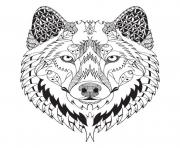 Coloriage magnifique loup mandala animal adulte