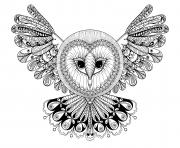 Coloriage hibou avec grande tete forme mandala adulte animaux