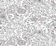 Coloriage pattern fleurs oiseaux animaux adulte