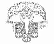 Coloriage adulte elephant hamsa