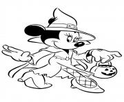 Coloriage minnie mouse sorciere halloween disney