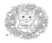 Coloriage mandala noel chat adulte