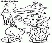 Coloriage animaux de la mer et des oceans mignon