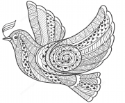 Coloriage zentangle dove of peace adulte