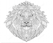 Coloriage lion ethnic zentangle adulte