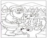 Coloriage pere noel et ses rennes