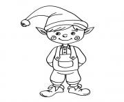 Coloriage lutin de noel souriant enfant