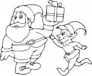 Coloriage le pere noel et le lutin