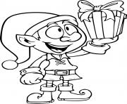 Coloriage lutin noel hd avec cadeau