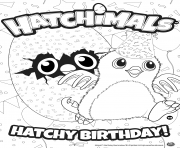 Coloriage Hatchimals Joyeux Anniversaire