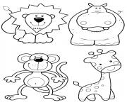 Coloriage animaux maternelle lion singe giraffe