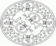 Coloriage mandala de noel trompettes