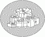 Coloriage mandala noel cadeaux