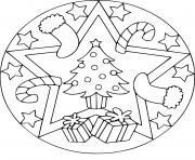 Coloriage mandala noel sapin cadeaux