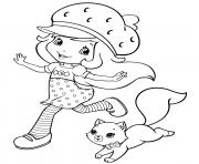 Coloriage la belle fraisinette et son chat