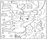 Coloriage la ferme cheval poney enfant maternelle