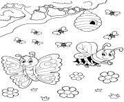 Coloriage papillon abeille miel