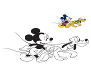 Coloriage mickey mouse se balade avec son chien