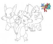 Coloriage pokemon reptincel carabaffe herbizarre