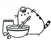 Coloriage pusheen cuisine parfaitement un vrai chef