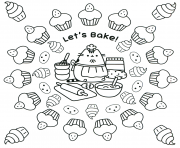 Coloriage pusheen lets bake