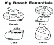 Coloriage pusheen my beach essentials