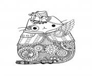 Coloriage pusheen adult complex zentangle