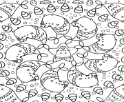 Coloriage pusheen mermaid mandala adulte