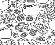 Coloriage pusheen music pattern adult