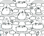 Coloriage Pusheen Unicorn Arc en ciel pattern