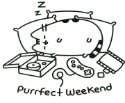 Coloriage pusheen perfect weekend