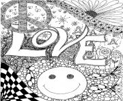 Coloriage love peace smile amour adulte