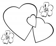 Coloriage coeurs st valentin fleurs