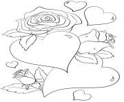 Coloriage coeurs et roses st valentin