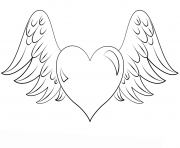 Coloriage coeur avec des ailes