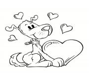 Coloriage chien saint valentin