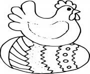 Coloriage oeuf et poule de paques