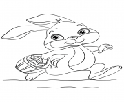 Coloriage lapin de paques avec panier rempli d oeufs