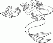 Coloriage la petite sirene ariel offre une fleur