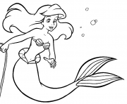 Coloriage la petite sirene dans la mer