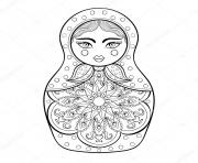 Coloriage Matryoshka dolls 9 Poupee Russe