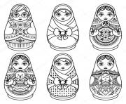 Coloriage matryoshka Matryoshka folk nesting doll Poupee Russe