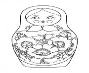 Coloriage Matryoshka dolls flowers Poupee Russe