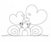 Coloriage deux escargots amoureux