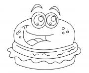 Coloriage dessin burger kawaii