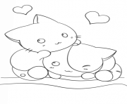 Coloriage dessin kawaii kittens chats