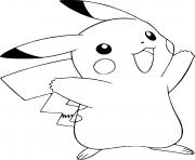 Coloriage pokemon pikachu fait salut